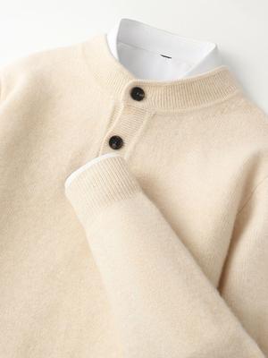 Men's Winter Wool Henley Sweater - Thick Knit Pullover for Autumn & Winter