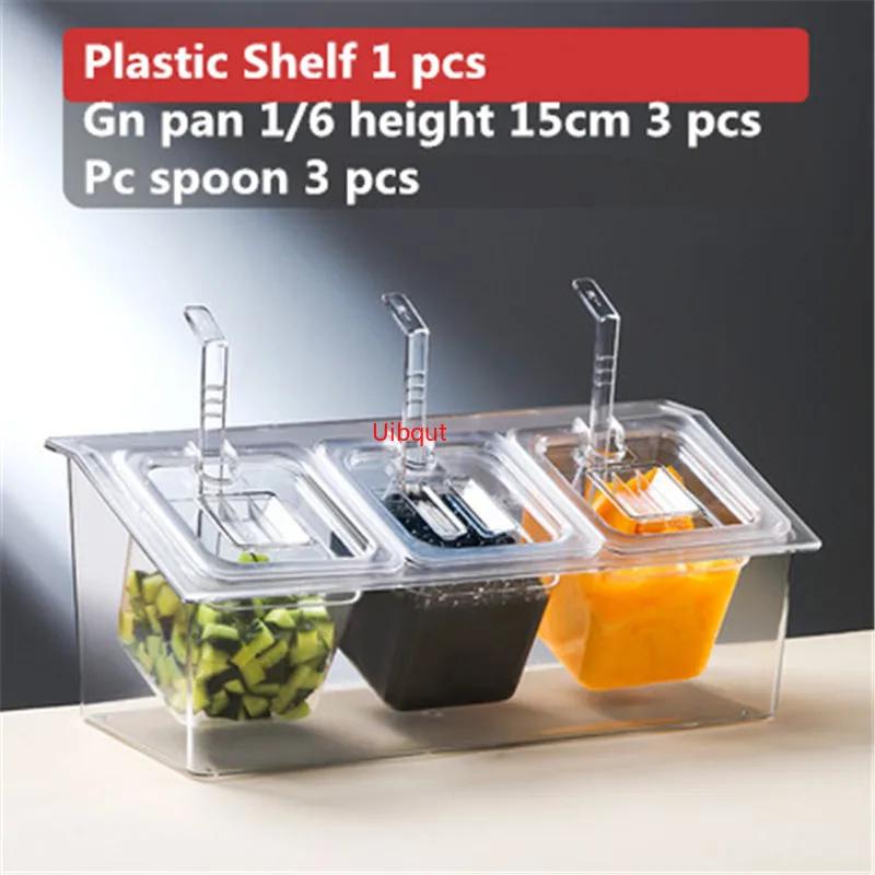 square plastic acrylic transparent box basin tray with lid jam seasoning box milk tea shop gn tray Storage pan with rack tray
