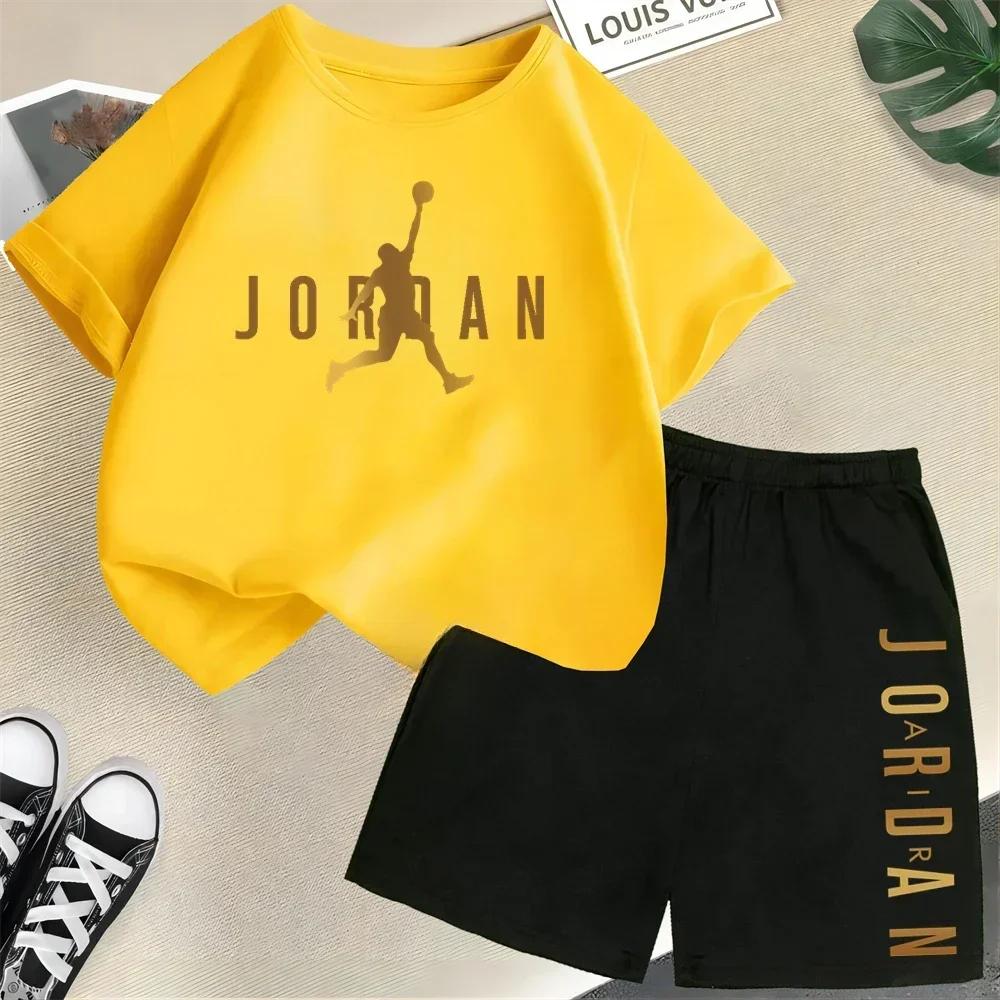 Sommer Kurzarm Kinder Set Slam Dunk Meister Muster Druck Sport T-Shirt+Shorts 2er Set Kinder Jungen Mädchen Mode Trainingsanzug