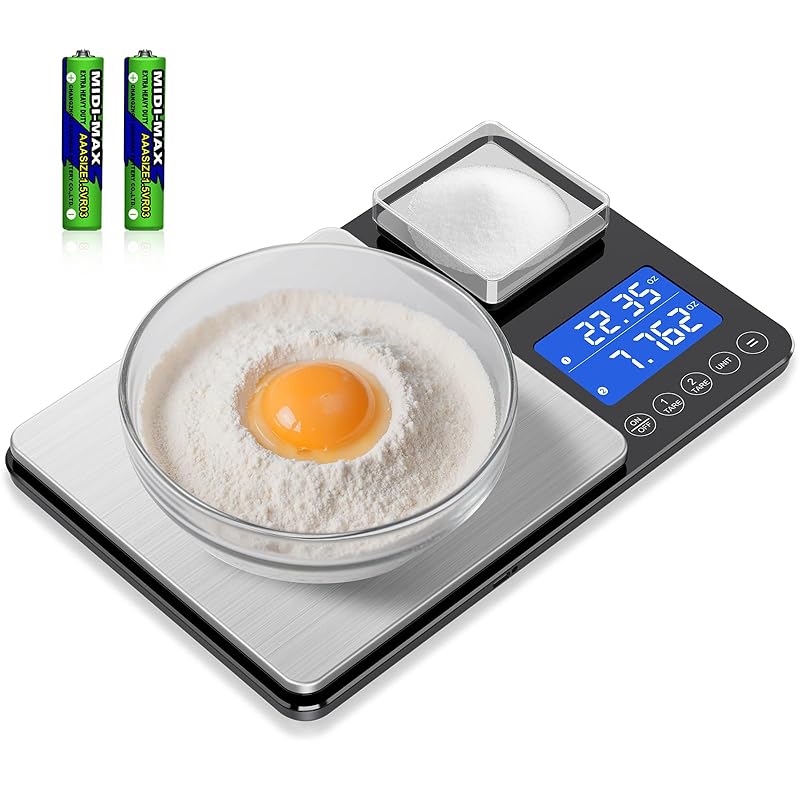 Dual Platform Food Kitchen Scale with 0.1g/0.001oz High Precision, 15kg/33lb Bakery Scale, Dual Accuracy Kitchen Scale for Sourdough Bread, Baking Dual Platform Kitchen Sca