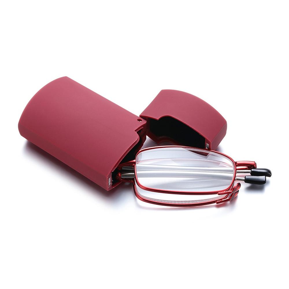 

Портативные складные очки для чтения для мужчин и женщин с телескопическими ножками, вращающиеся очки для пресбиопии, модные очки для чтения в металлической оправе +400 красный