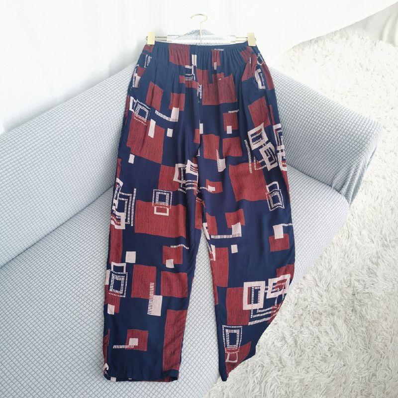 Summer New Arrival Middle-Aged and Elderly Silk Cotton Women's Pants Cotton Tapered Pants Pencil Pants Ethnic Style Breathable Comfortable Pants Loose