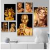 Gold Woman Oil Painting On Canvas Cuadros Posters and Prints Wall Art Picture for Living Room Sexy Nude African Black