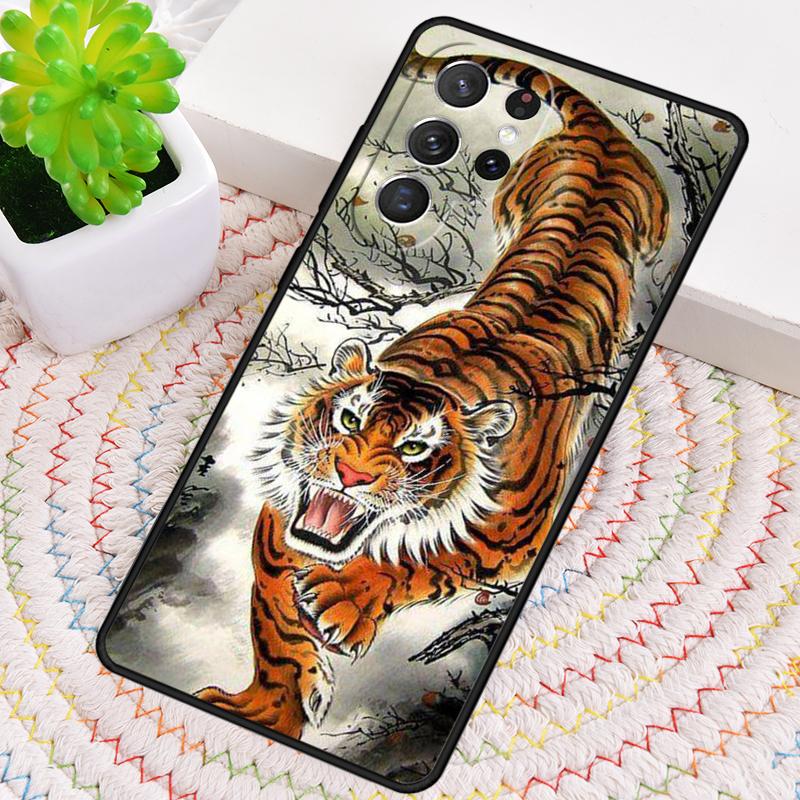 Japanese Tiger Silicone Phone Case For Samsung Galaxy note 10 pro S26 S25 S24 S23 S22 S21 Plus S25Ultra Capa Cover