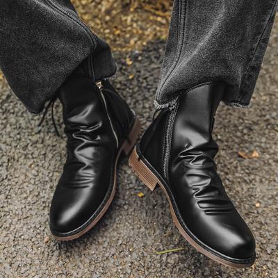 Arbeidssko for menn Nye Chelsea-støvler Lær Ankelstøvler Dobbel sideglidelås Sklisikker sko for menn Platformstøvler Zapatos De Hombre