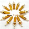 Colorful Hexagonal Gemstone Pendant Necklace with Gold Alloy Cap