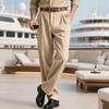 Spring and Autumn Linen Men's Casual Pants Loose Breathable Simple Striped Suit Pants
