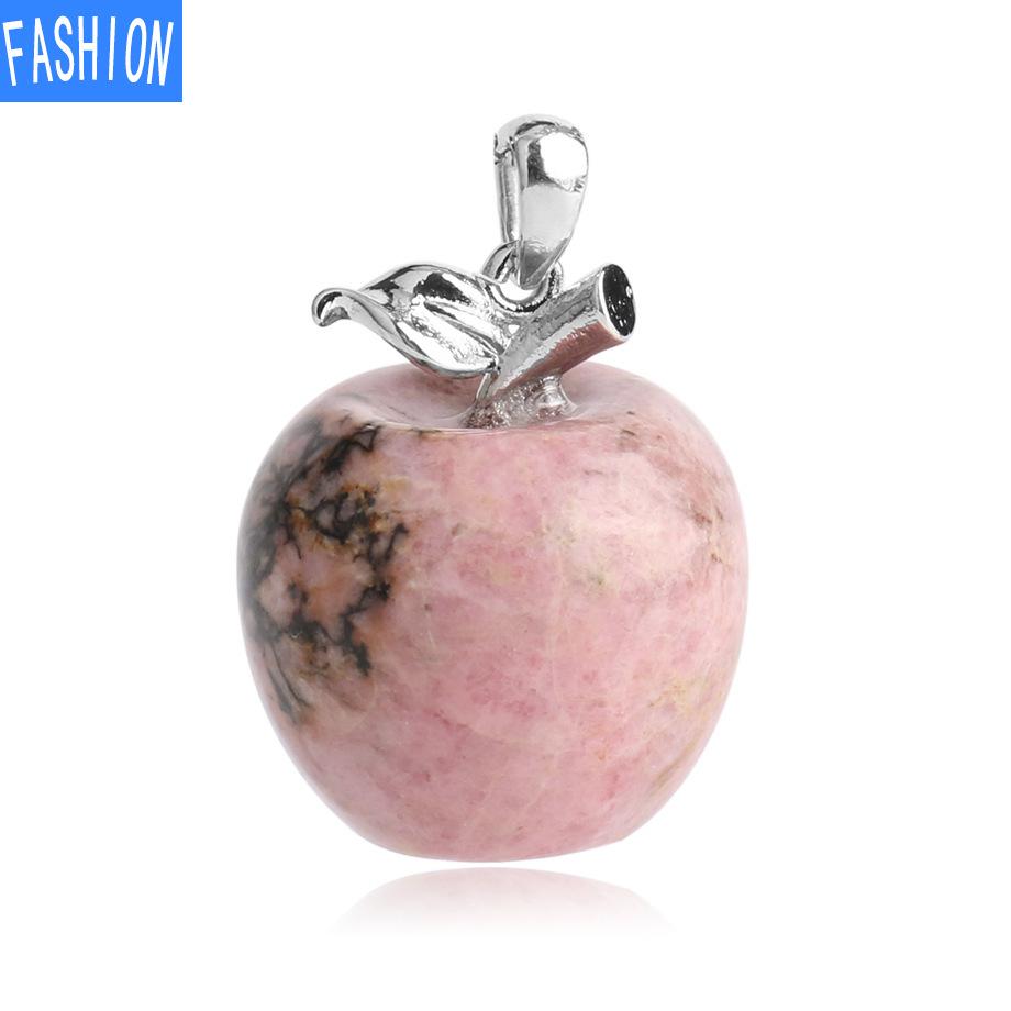 Natural Crystal Apple Pendant Summer Bead Chain Necklace Women'S European And American Fashion