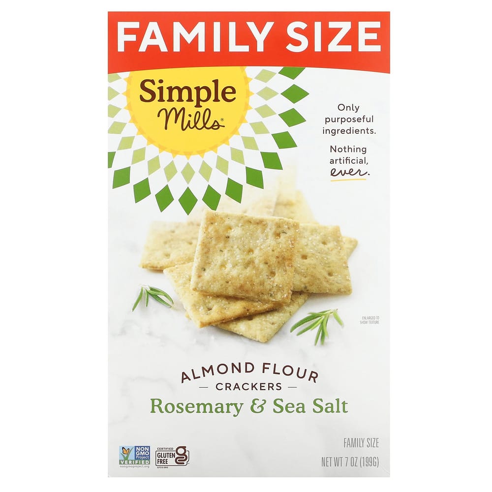 Simple Mills Almond Flour Crackers, Rosemary & Sea Salt, Family Size 199g (7oz)