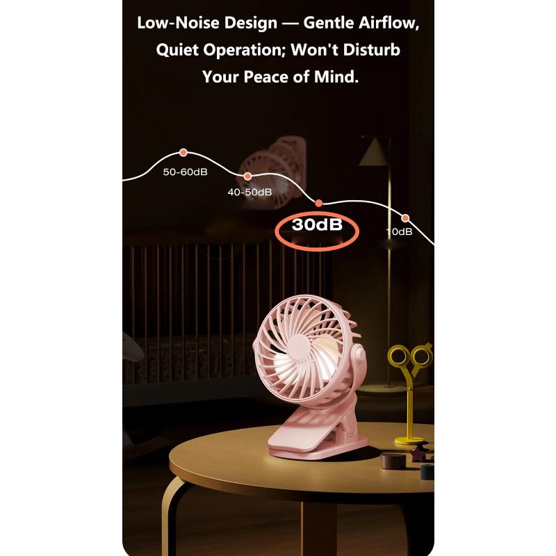 720° Rotatable Hanging Fan New Clip Fan Usb Charging Mini Fan Portable Outdoor Fan Desktop Fan Pink Mini Outdoor Camping
