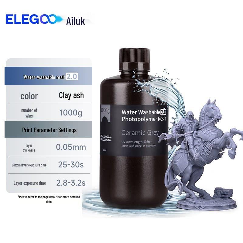ELEGOO Photopolymer 3D Printer Resin - High-Precision, LCD, 405nm Wavelength, Iron Gray.