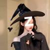 Dark COS Witch Hat Halloween Costume Prop with Wide Brim