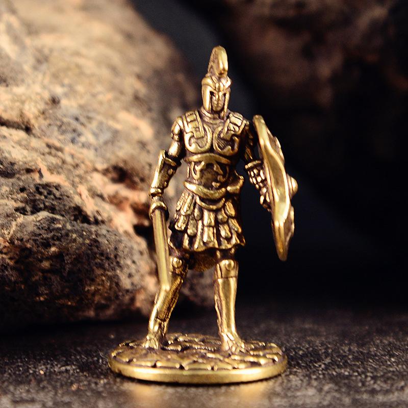 Vintage Brass Spartan Warrior Statue Twelve Types of Rome Soldier Models Figurine Game Props Desktop Ornaments Home Craft Decor