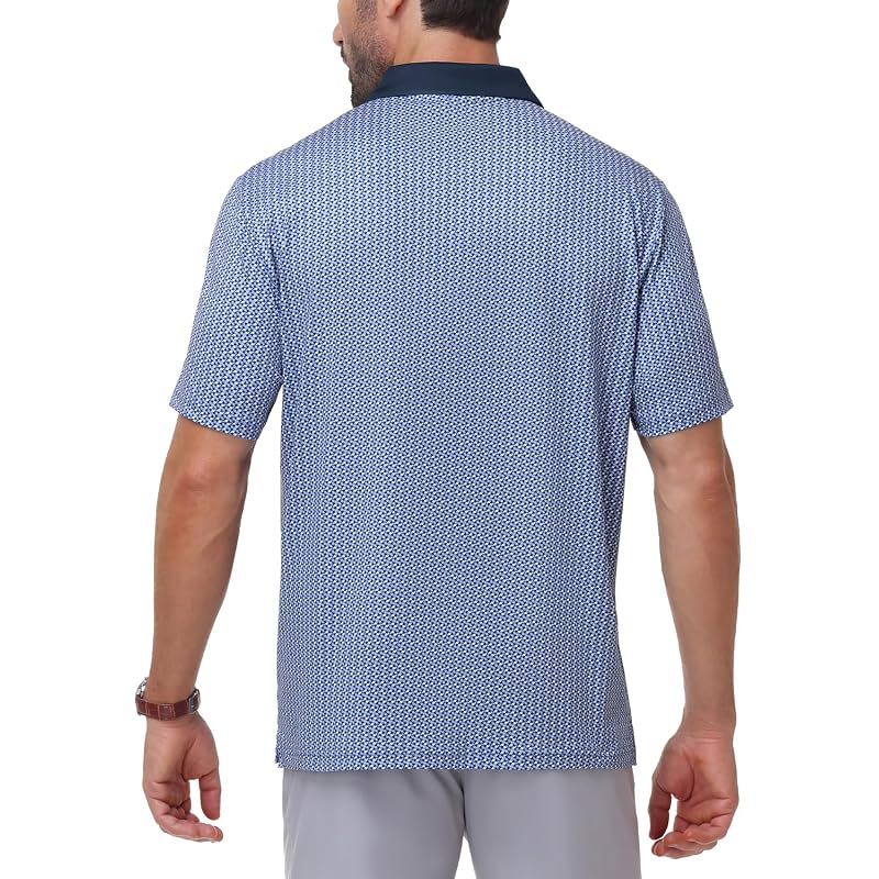 [Gopune] Men's Golf Polo Shirt, Short Sleeve, Sweat-Wicking, Quick-Drying, Stretch, Collared Polo Shirt, UPF50+, Casual, Tennis, Business, 3-Button,