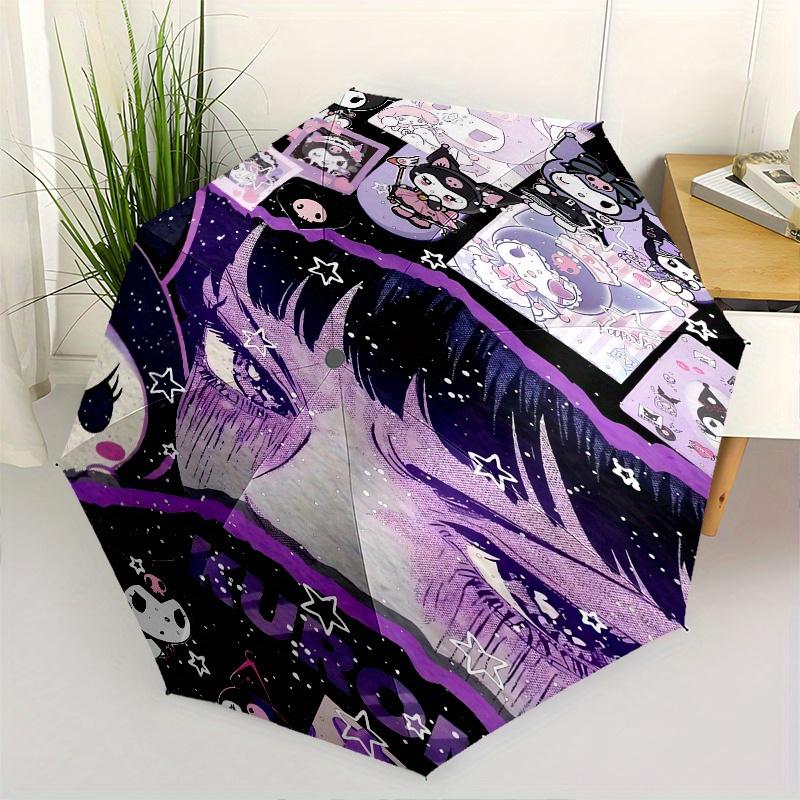 

Kuromi,Cute Automatic Folding Umbrella Simple 8 Rib Design, Bright Cartoon Pattern, Durable Iron Frame, Suitable For Travel, Outdoor, Beach