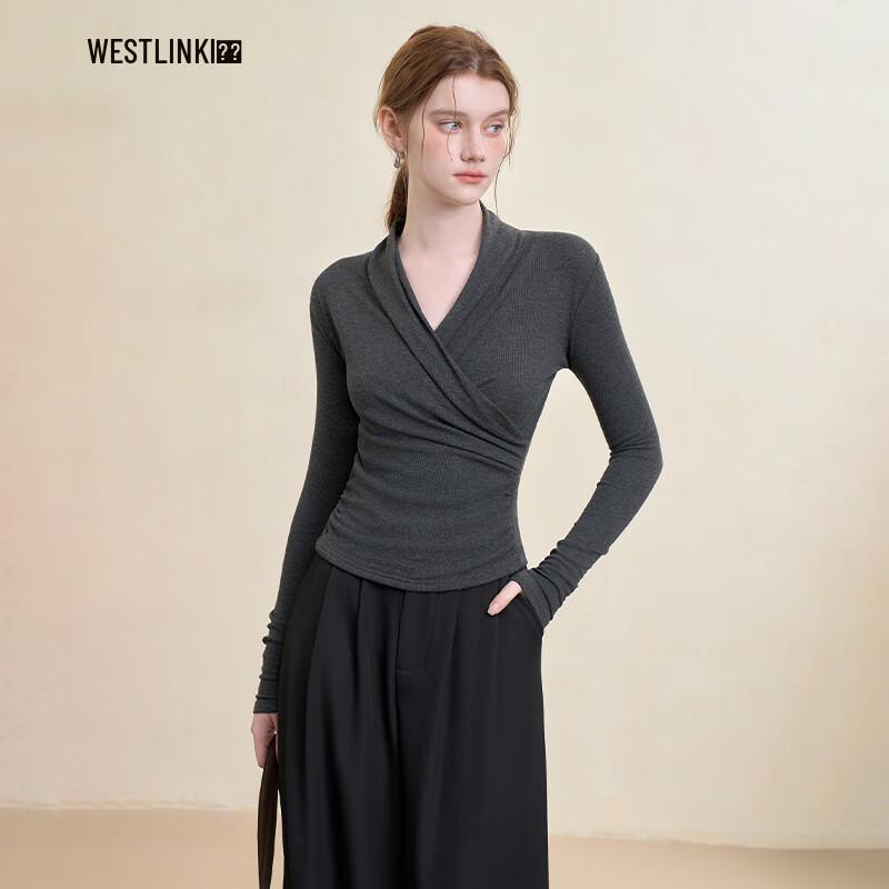 Westlink Women s French Style V-Neck Knit Top M