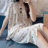 Summer New Printed Cotton Pajamas for Women, Sweet and Cute Short-sleeve Casual Girls' Loungewear, Suitable for Outerwear In Spring and Autumn