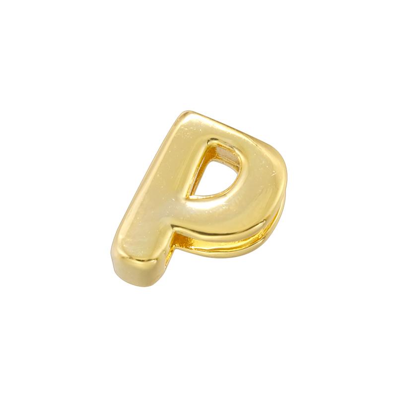 Gold Plated Brass Eco-Friendly Plating A-Z Initial Letter Beads, Cute DIY Jewelry Making Accessories Beads:VZ442