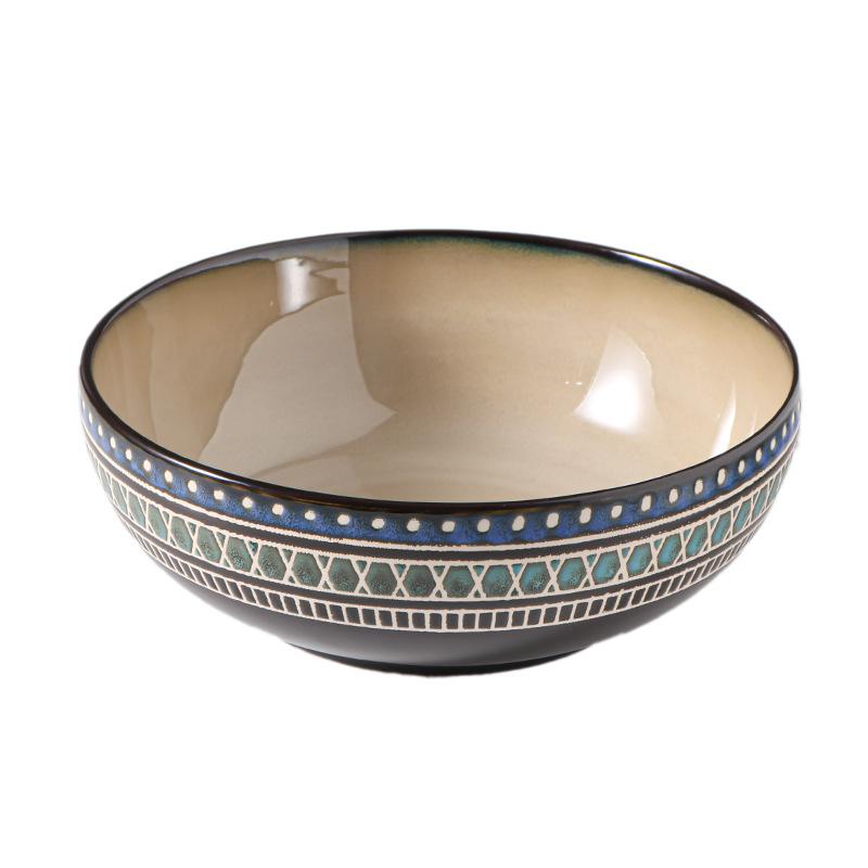 Chinese Ceramic Tableware Creative Hand-painted Soup Bowl Home Fruit Salad Bowl Large Noodle Bowl Restaurant