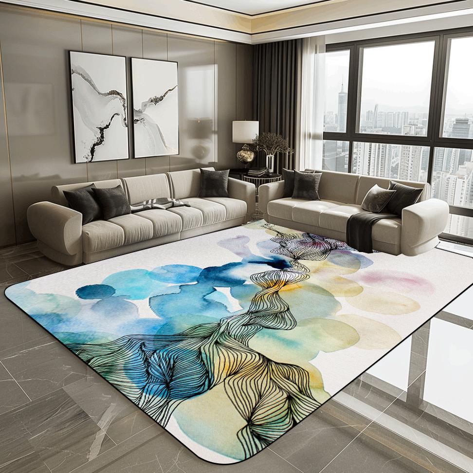 Covor Modern 3D pentru Living, Luxos, cu Decorațiune Aurie, Covoraș de Podea pentru Hol, Zona Sofa, Covor Abstract, Dormitor, Dressing, Covor Moale, Antiderapant