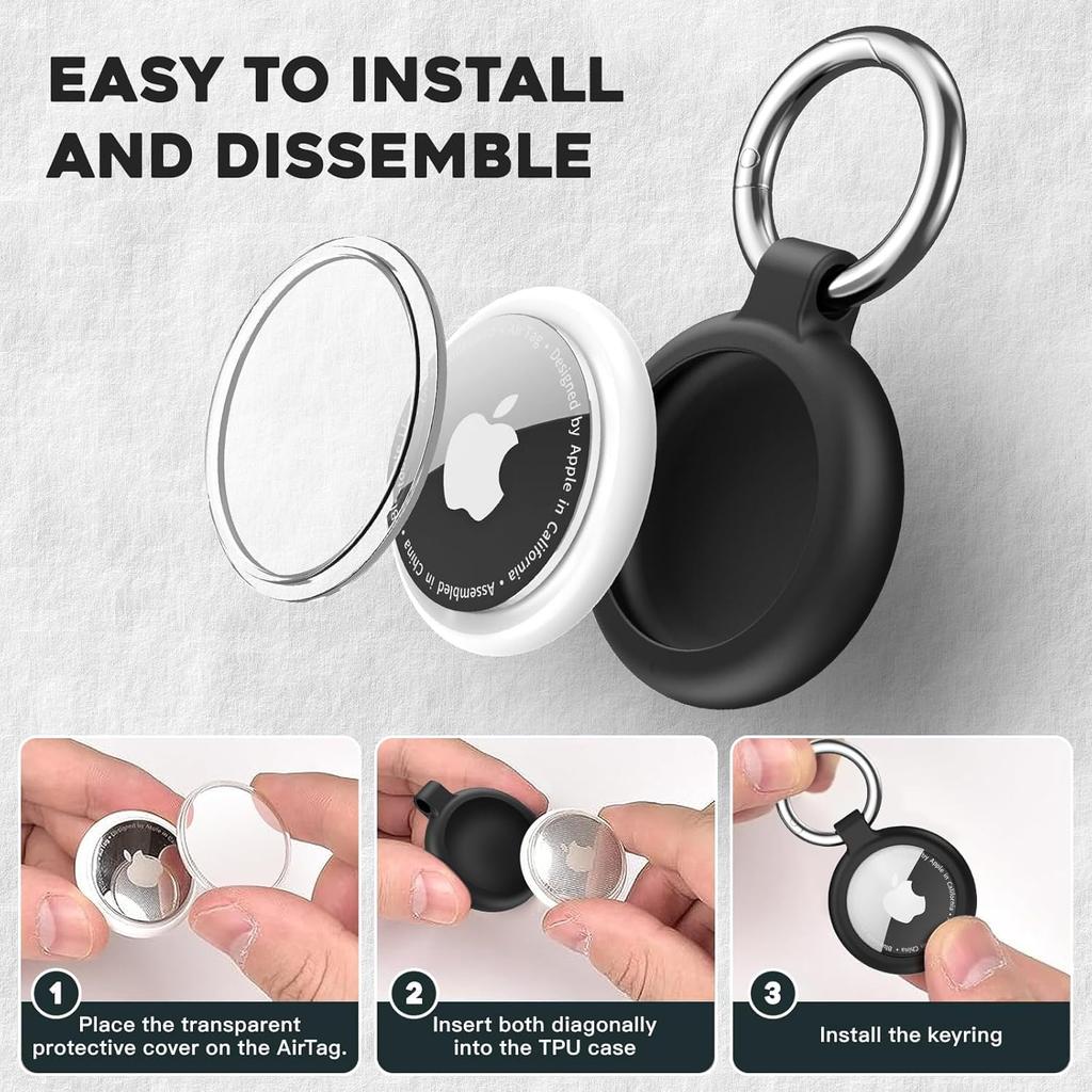 PAIFIEVD AirTag Waterproof Case with Keychain, Made of TPU, Full Protection, Portable, Shockproof, and Scratch-Resistant, Hangs On Car Keys, Purse,