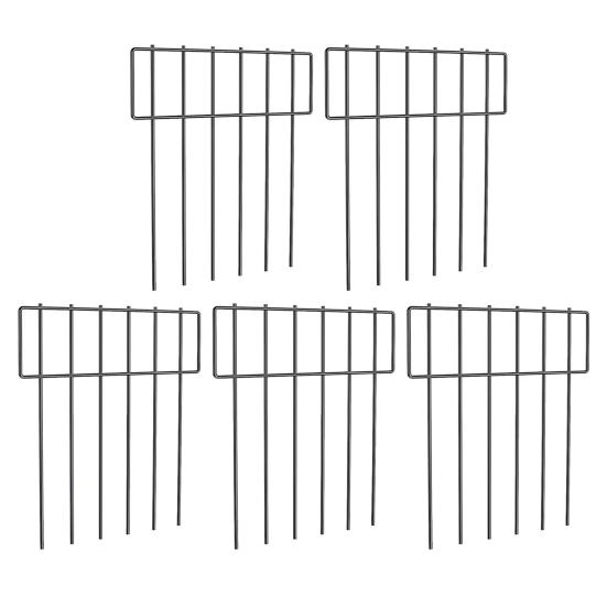 

5 шт. Ограждение-барьер для животных, не требующее копания, железное садовое ограждение, металлические ограждения с защитой от ржавчины, бордюр для кроликов и собак, защита от проникновения в грунт, защита для улицы, двора, патио 5pcs чёрный