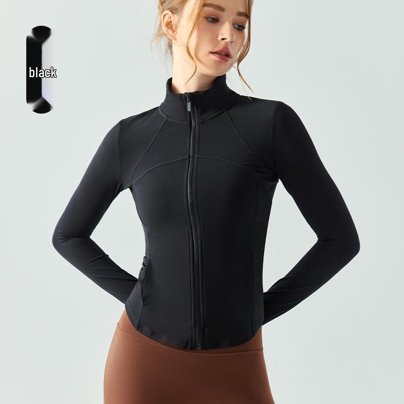 

Women s Slim Fit Autumn Running Jacket with Stand Collar and Thumb Holes Small
