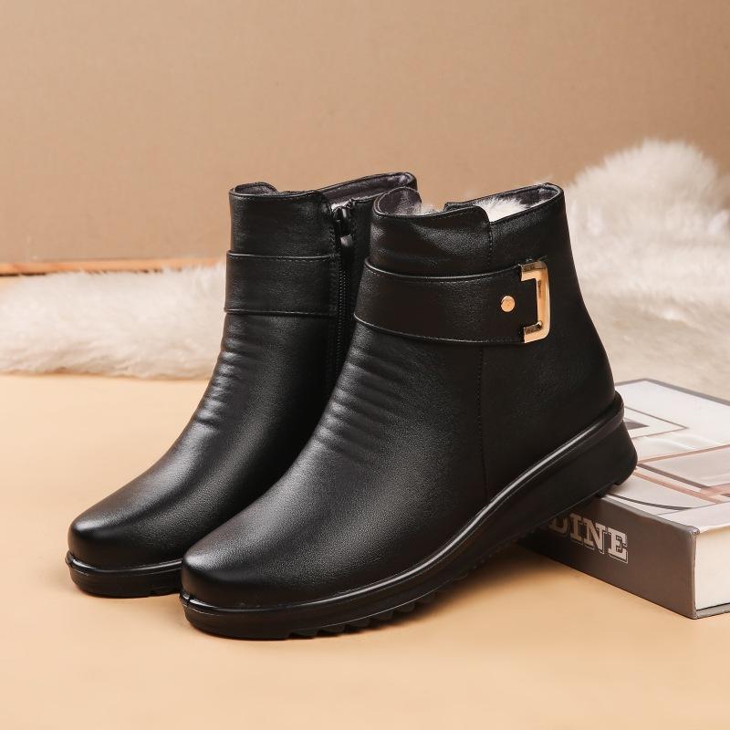 

Женские зимние ботинки с боковой молнией, ботильоны на платформе, с подкладкой из искусственного меха, удобные теплые рабочие полусапожки для женщин 35