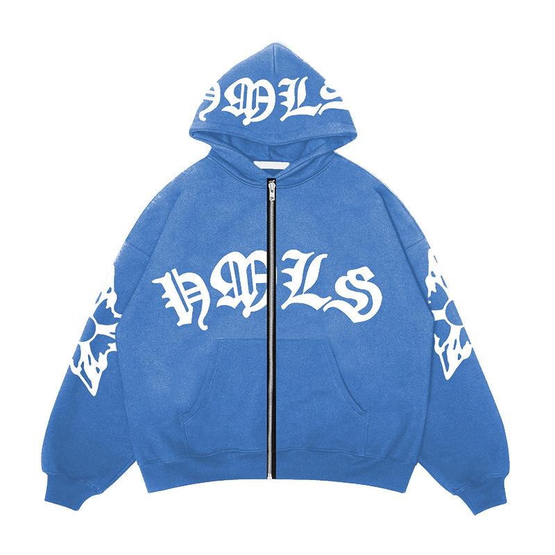 Women's Sweatshirt Fashion Loose Hoodie Letter Zipper Top Casual Jacket