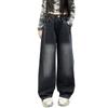 Jeans Neri Dritti Vintage per Bambina Adolescente Pantaloni in Denim Sfumato Casual Moda Bambini Jeans Pantaloni 4-14Y