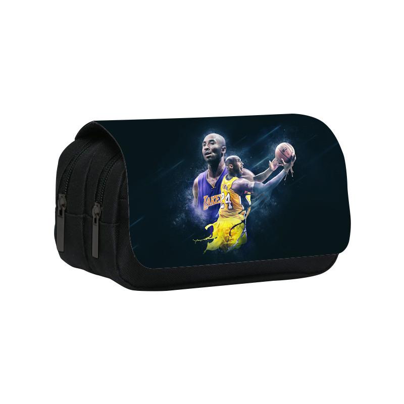 Custodia Flip a Doppio Strato con Motivo Basketball Kobe, Sacca Porta Cancelleria Per Studenti e Collezionisti