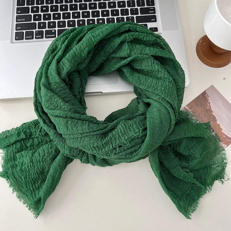 Autumn and winter scarf women's new versatile long solid color high-end scarf warm scarf shawl silk scarf