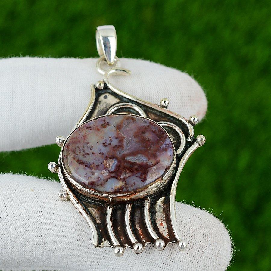 Natural Rainbow Jasper Gemstone Pendant 925 Sterling Silver Jewelry For Women