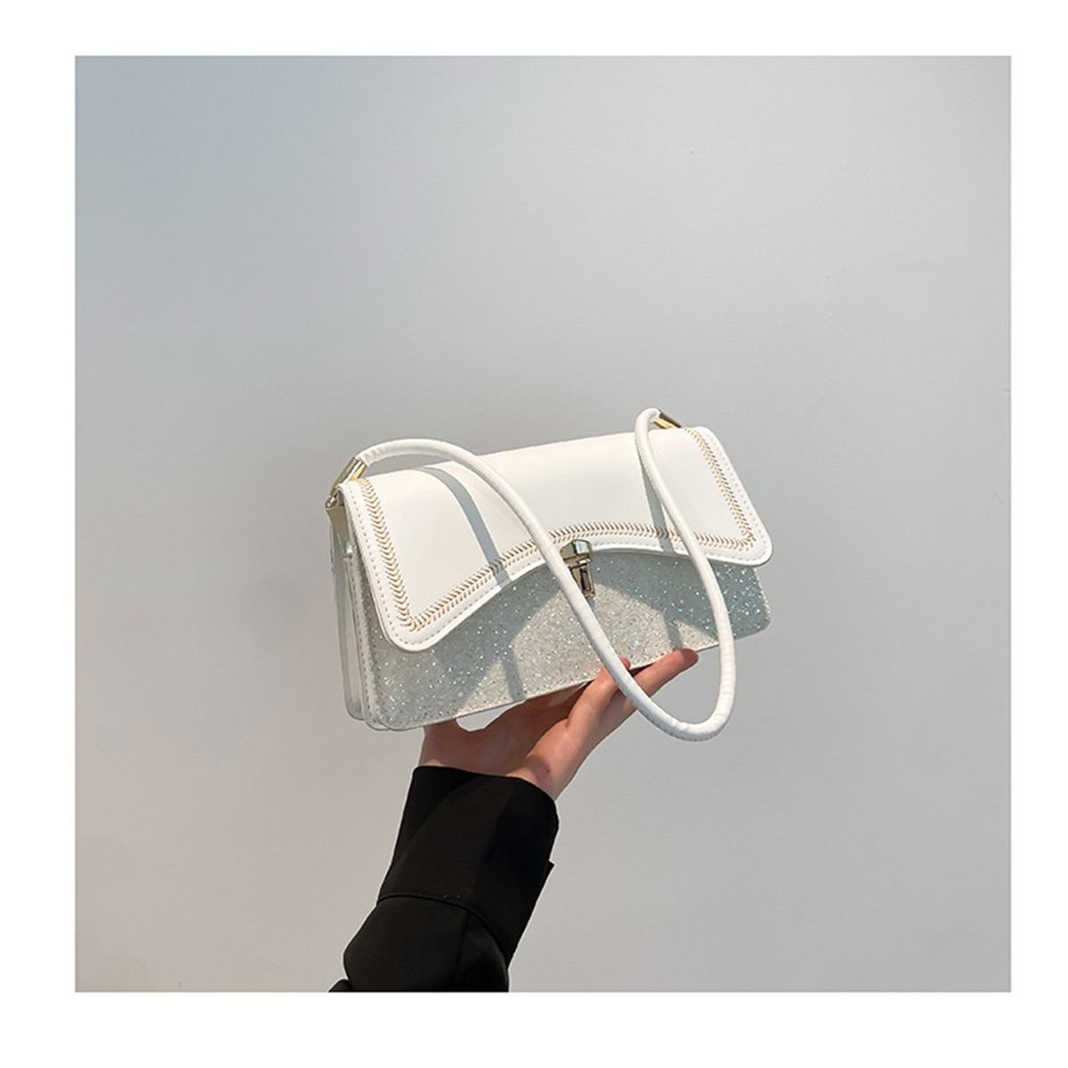 

Вместительная сумка-кроссбоди из пайеток в новом зарубежном стиле для женщин белый