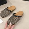 Fashion Crystal Mesh Breathable Toe Flip-flops for Women Fashionable Round-toed Anti-slip and Wear-resistant Flat Shoes