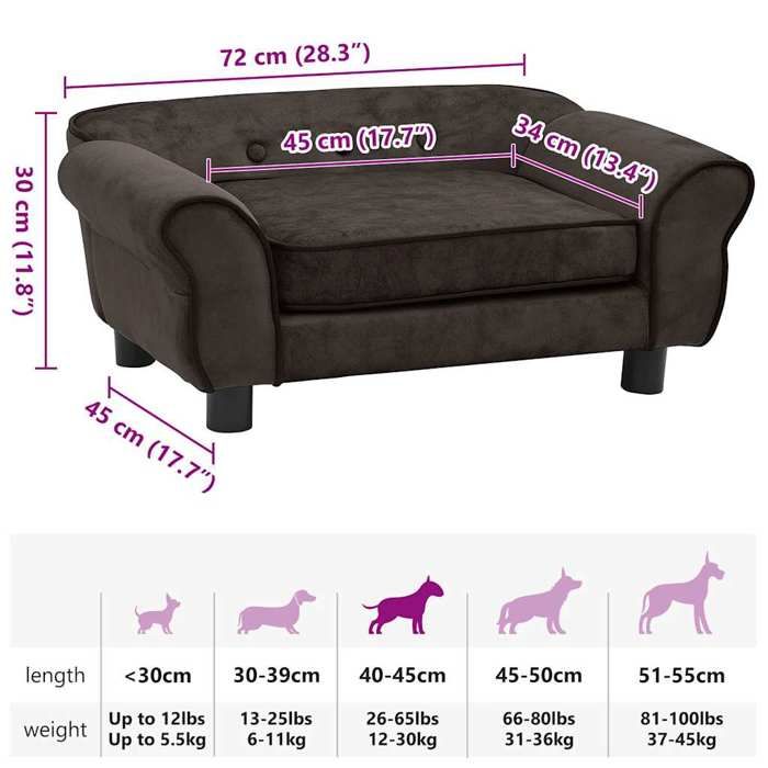 Canapé pour chien - vidaXL - Marron - 72x45x30 cm - Peluche - Intérieur