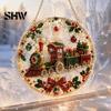 Christmas Faux Diamond Art Ornament Kit Kit, Santa Angel Sun Catcher DIY Acrylic Textured Bead Round Board, 3D Craft for Adults, Festive Window