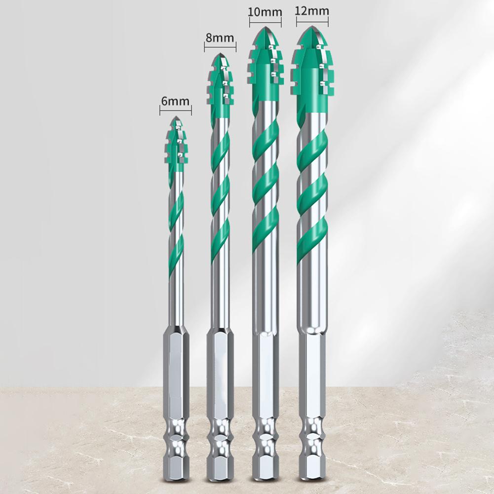 Four-Edged Serrated Eccentric Drill Bit Set High Hardness Glass Tile Ceramic Punching Rock Slab Drill Bit 6/8/10/12mm
