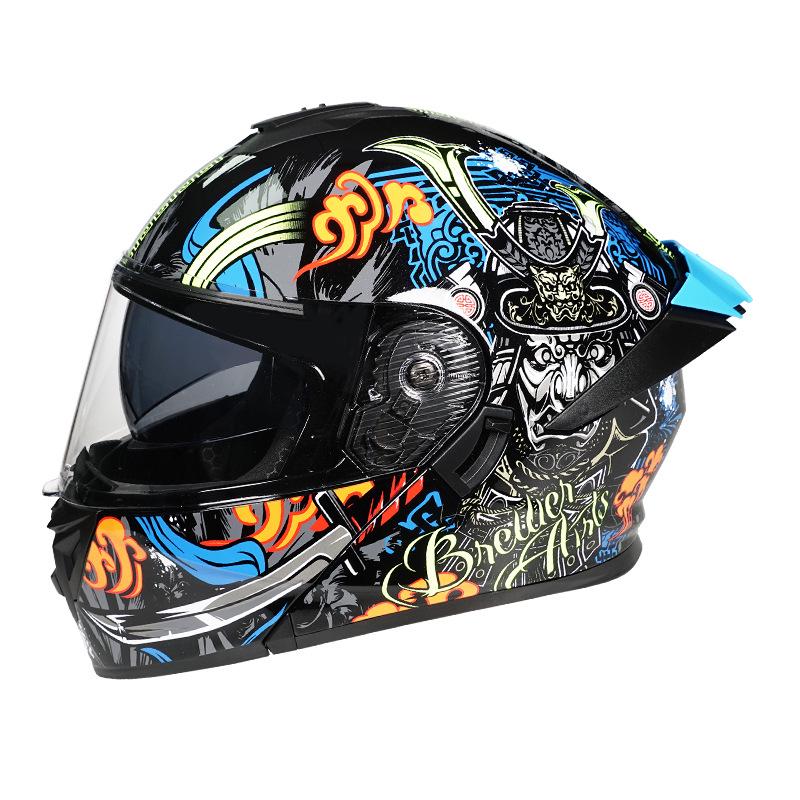 3C Certified Flip-up Dual Visor Full Face Helmet for Men and Women - All Seasons