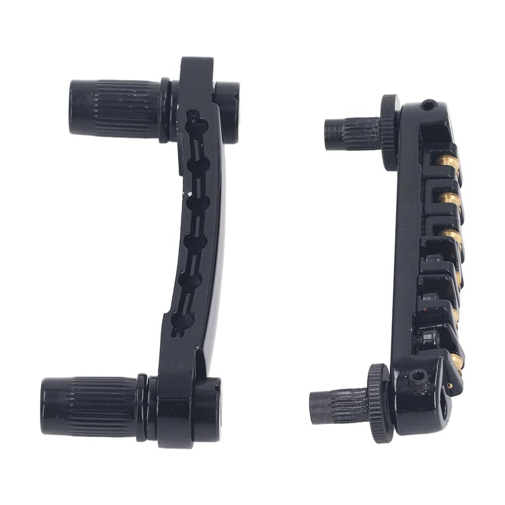 Guitar Roller Saddle Bridge Height Adjustable Brass Roller Saddle and Tailpiece for LP Electric Guitars