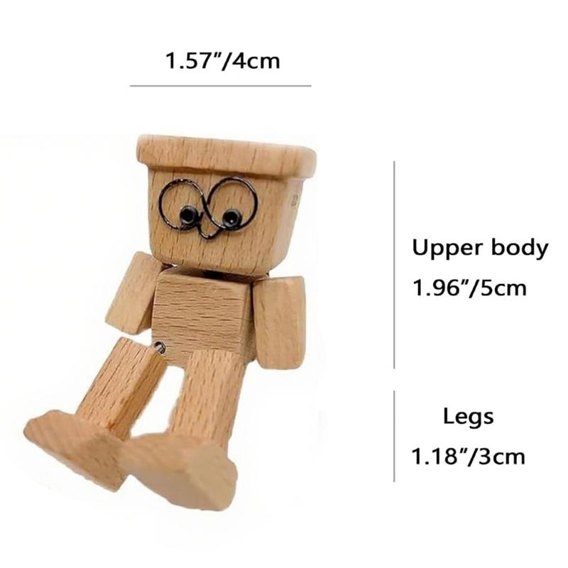 Artistic Wooden Shaking Legs Figure Decoration Natural Grains Car Dashboard Ornament Compacts Travel Friendly Gifting