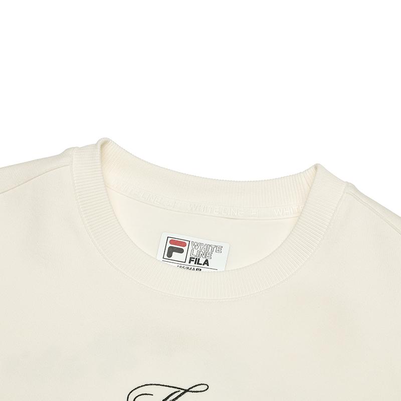FILA Versatile Fashion Knit Crew Neck Pullover Sweatshirt Women sweatshirt Light-Beige F11W518209FIV