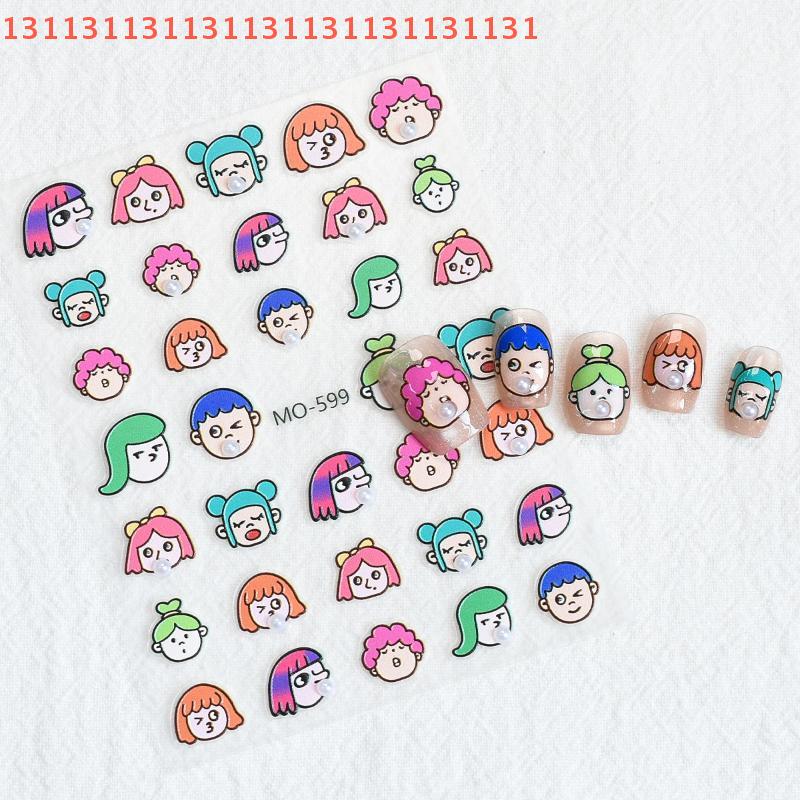 Cute Nail Charm for Salon Accessories Cartoon Bubble Blowing Girl Nail Art Stickers Summer Themed Manicure Decals