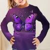 Spring and Autumn Round Neck Butterfly Pattern 3D Printed Top Fashionable Casual Long Sleeved Children's Girl T-shirts
