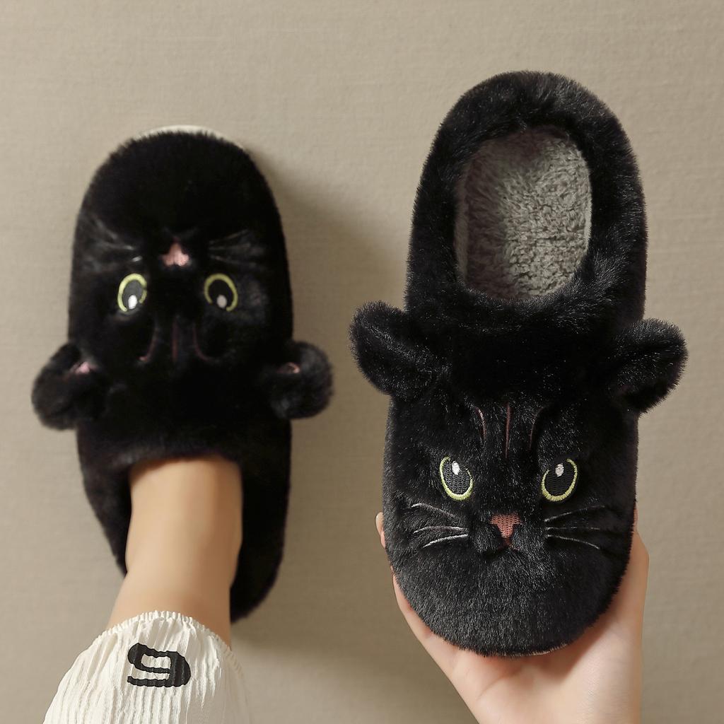 Baotou cotton slippers cute kitten cartoon home thickened warm plush soft bottom non-slip cotton mop