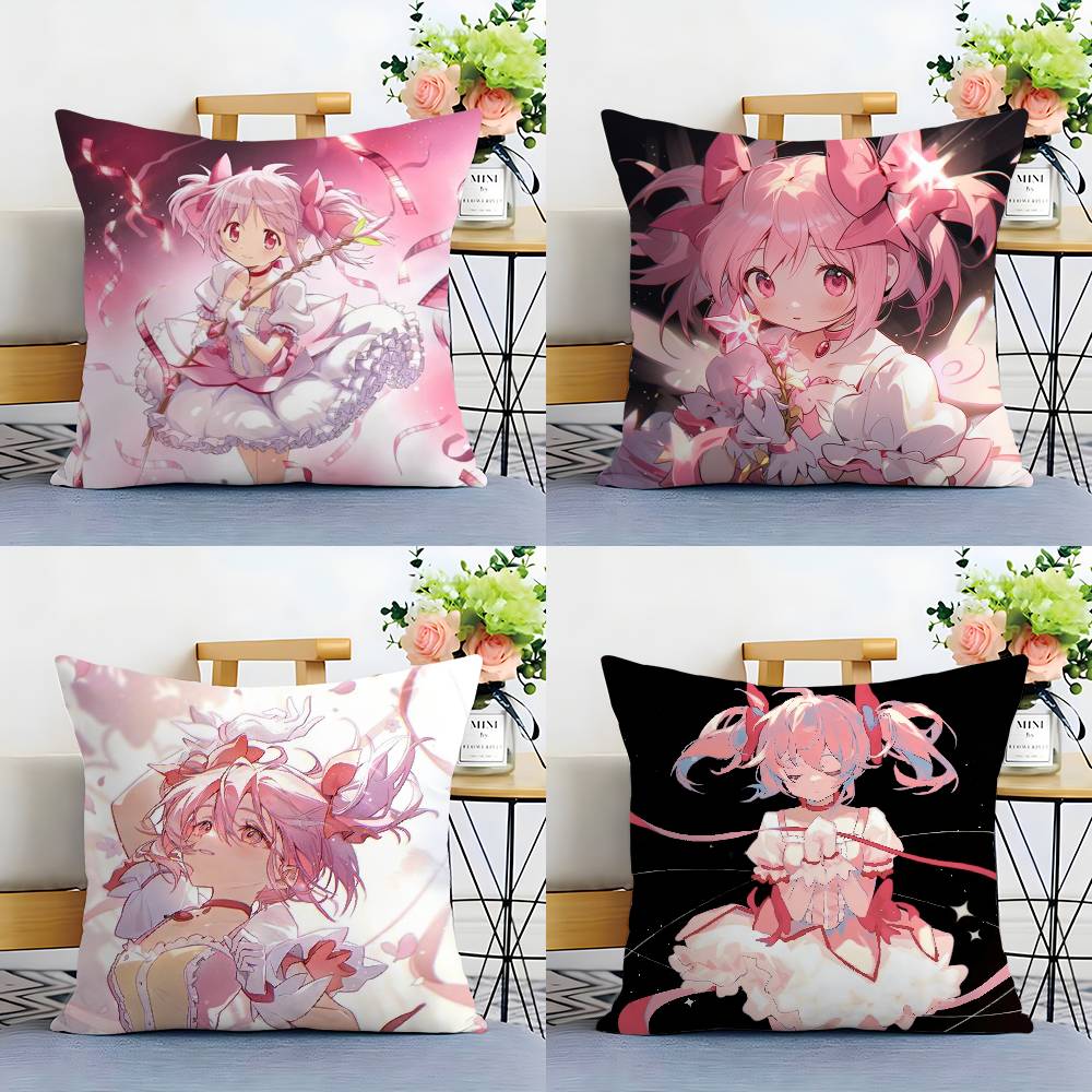 Anime M-Madoka M-Magica Pillow Case Plush Fabric Soft Double Sided Print Sofa Cushion Cover Throw Pillow Covers