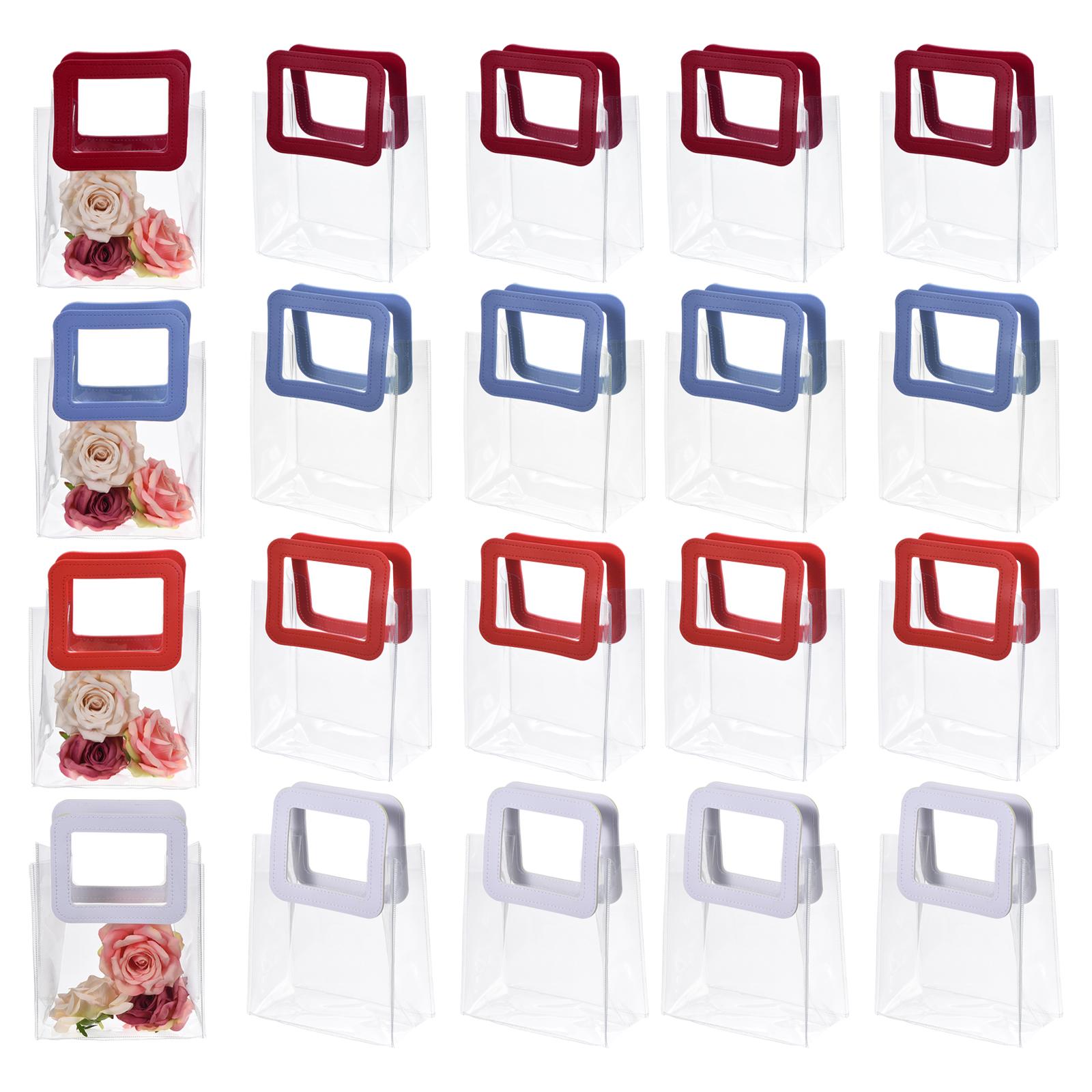 

24 шт. Прозрачные пластиковые подарочные пакеты с ручками, многоразовые маленькие прозрачные ПВХ пакеты для упаковки подарков, хозяйственные сумки для вечеринки, дня рождения, свадьбы 18cm x 10cm x 20cm прозрачный