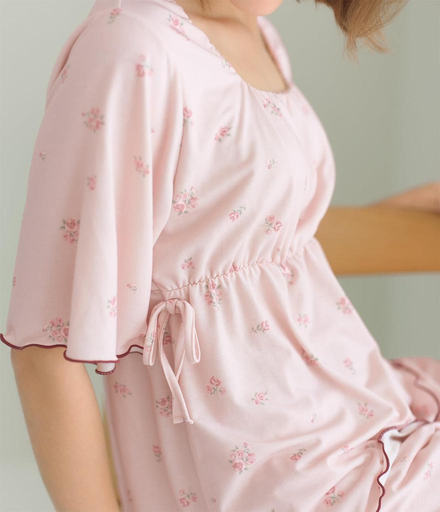 Peach John Soft Floral Short Stylish Summer Flared Cut and One Size Loungewear, Print, Sleeves, Cute, Pajamas, Sewn, Pink,