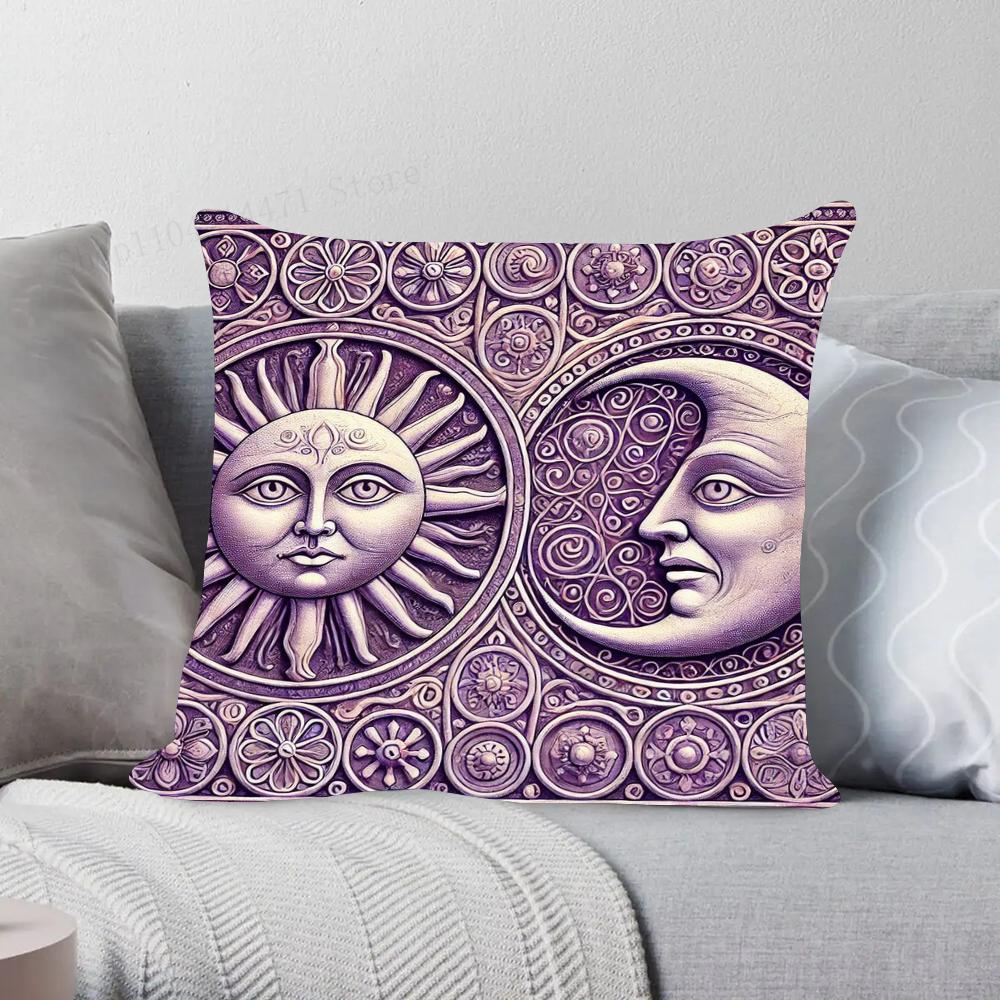 1pc Tarot Cute Sun Moon Art Pillow Case Square Bedroom Sofa Leisure Comfort Cushion Car Living Room Home Decoration
