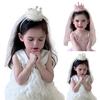 Girl Crown Headband with Sequins Imitation Pearls Princess-Style Crown Mesh Veil Toddler Princess Headpiece Baby Girl Photo Accessory